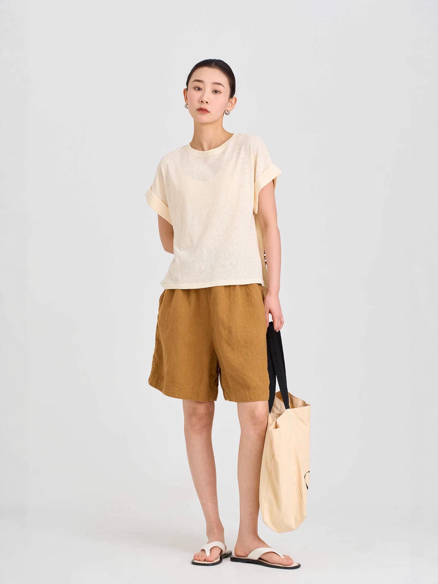 Mono Women's Cotton Linen Short Sleeve T-Shirt