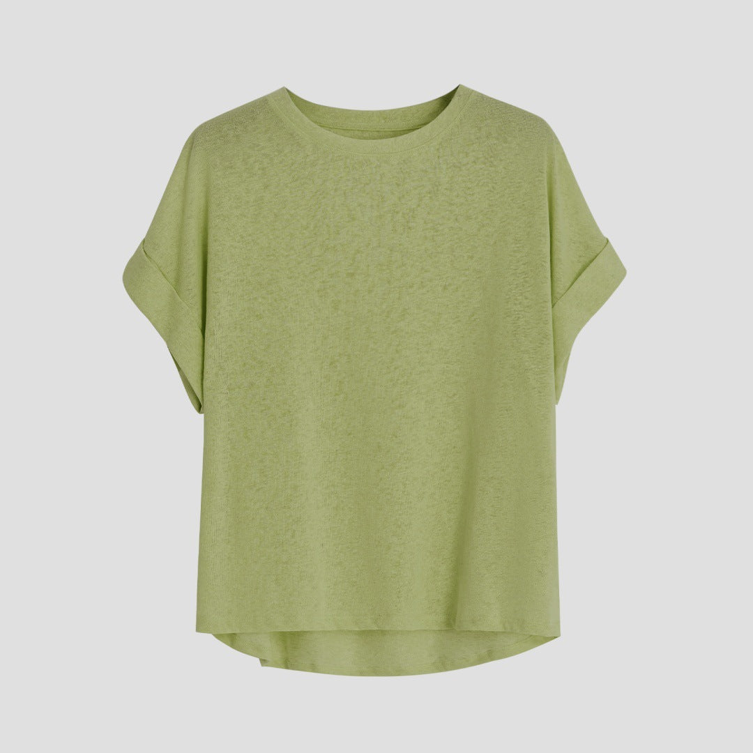 Mono Women's Cotton Linen Short Sleeve T-Shirt